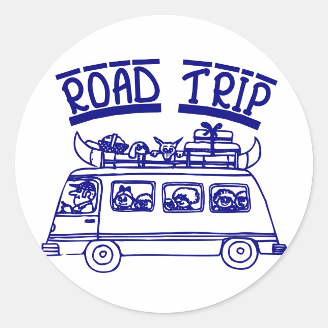 Sticker Rond Voyage par route (Devant)