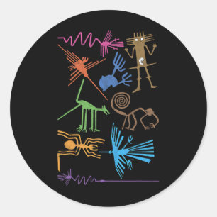 Sticker Rond Voyage Pérou Nazca Lines Machu Picchu Vacances Fam