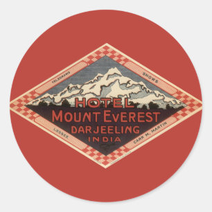 Sticker Rond Voyage Rétro, Mont Everest, Darjeeling Inde