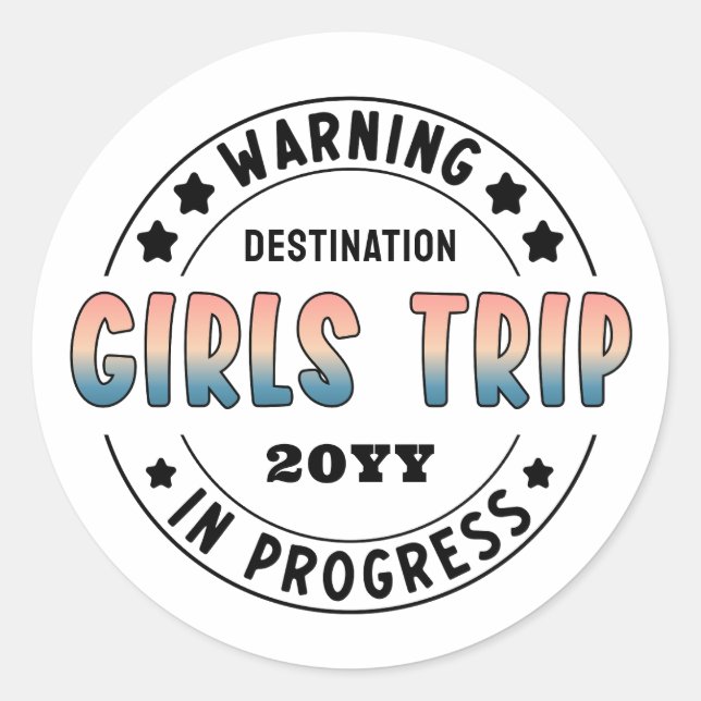 Sticker Rond Voyage sur mesure de filles en cours Dégradé Drôle (Devant)