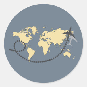 Sticker Rond Voyageons l'illustration du monde