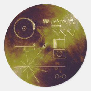 Sticker Rond Voyager 1 et 2 Golden Record Sons of Earth