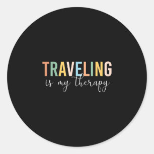 Sticker Rond Voyager est ma thérapie