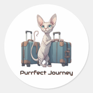 Sticker Rond Voyageur Chat Mignon – Cadeau pour les Amateurs de