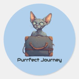 Sticker Rond Voyageur Chat Mignon – Cadeau pour les Amoureux de