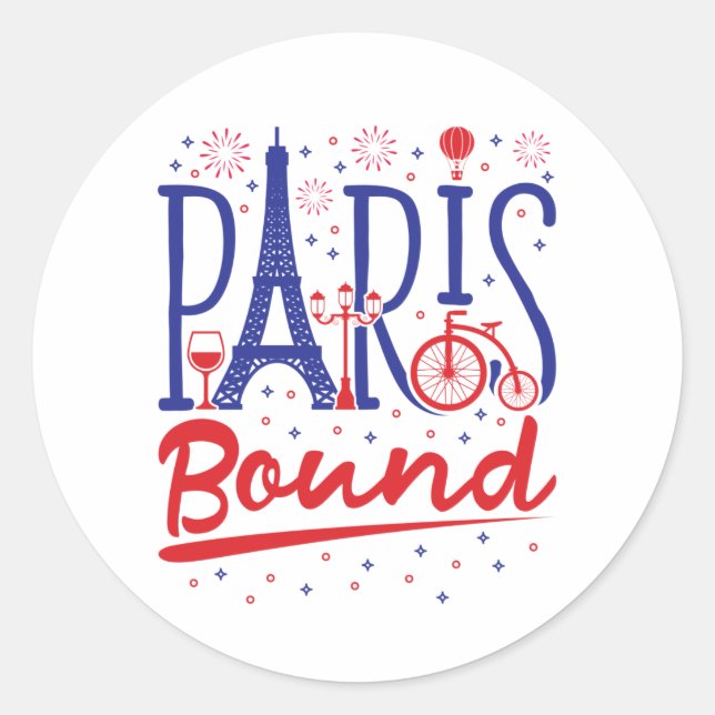 Sticker Rond Voyageur de voyage français à Paris (Devant)