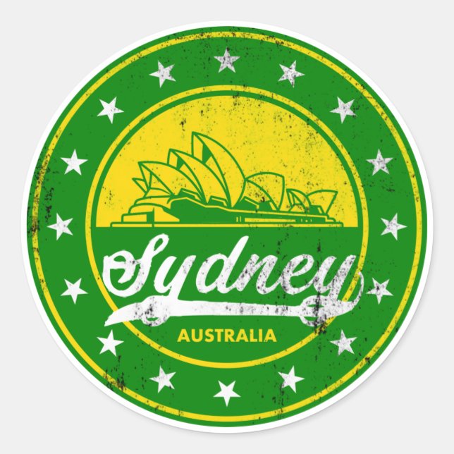 Sticker Rond Voyageur mondial - Sydney, Australie (Devant)