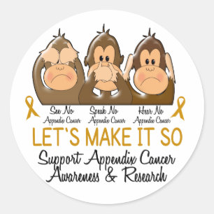 Sticker Rond Voyez que parler n'entendez aucun Cancer 2