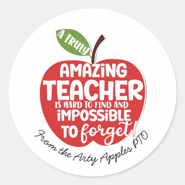 Sticker Rond vraiment extraordinaire professeur pomme rouge (Devant)