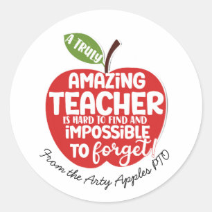 Sticker Rond vraiment extraordinaire professeur pomme rouge
