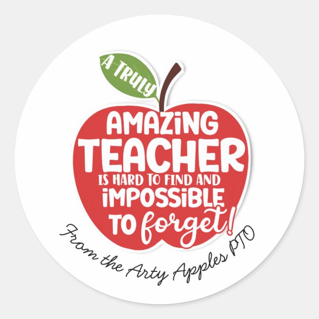 Sticker Rond vraiment extraordinaire professeur pomme rouge (Devant)