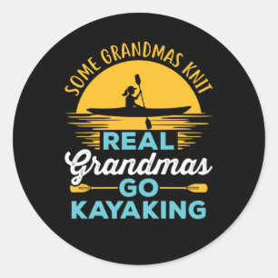 Sticker Rond Vrais grand-mères Go Kayak Yak Femmes