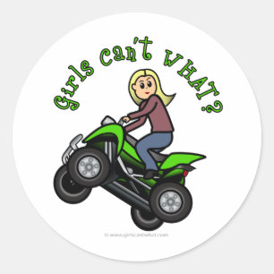 Sticker Rond VTT femme blonde Conducteur à quatre roues