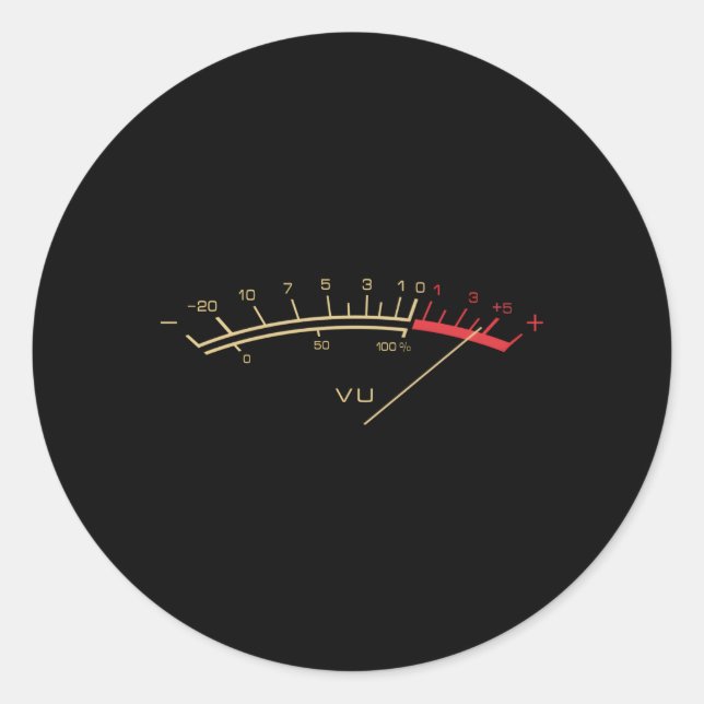Sticker Rond Vu Meter Hi-Fi Stereo Music (Devant)