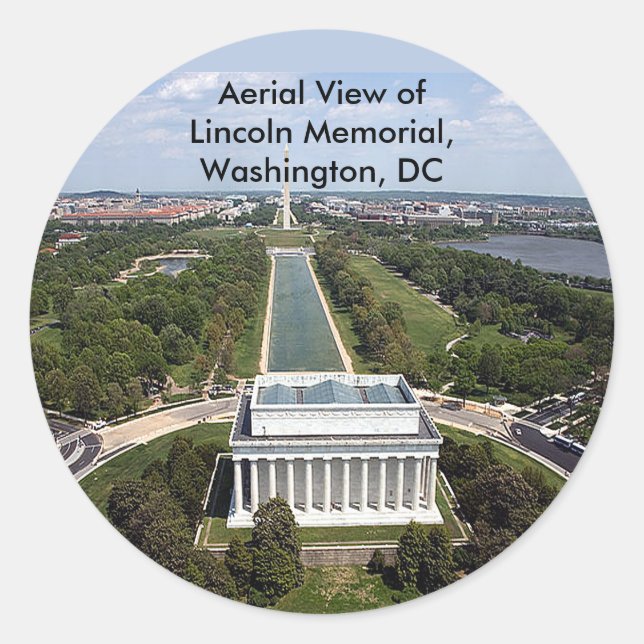 Sticker Rond Vue aérienne du monument commémoratif de Lincoln,  (Devant)