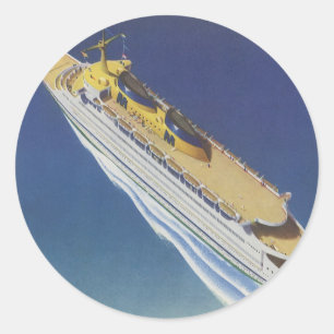 Sticker Rond Vue aérienne d'un bateau de croisière Vintage dans
