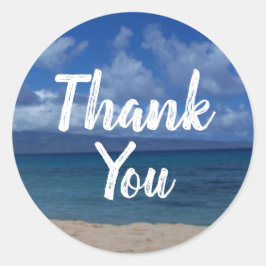 Sticker Rond Vue de l'océan sur la plage d'Hawaï Maui