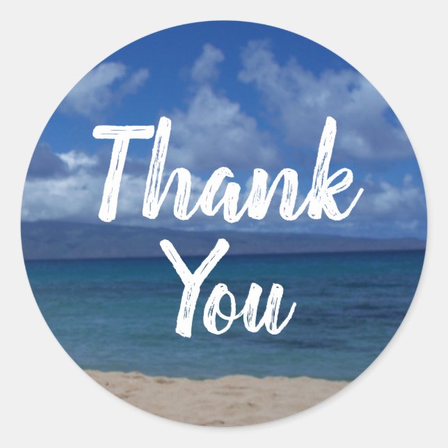 Sticker Rond Vue de l'océan sur la plage d'Hawaï Maui (Devant)