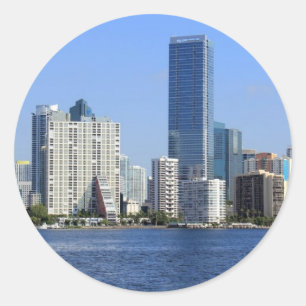 Sticker Rond Vue de Miami Skyline