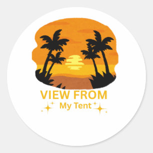 Sticker Rond Vue depuis My Tent - Camping