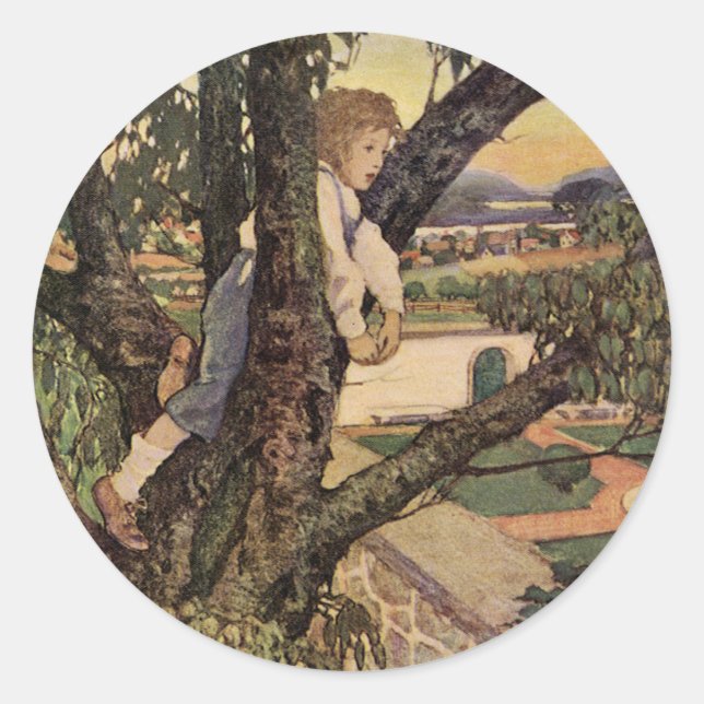 Sticker Rond Vue des arbres par Jessie Willcox Smith (Devant)