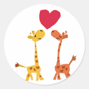 Sticker Rond VW - Drôle Giraffe Love Cartoon