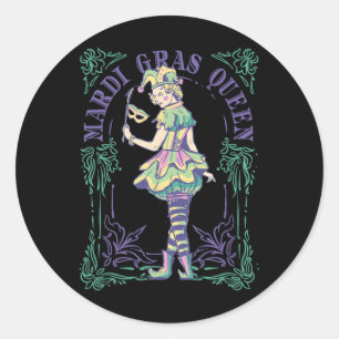 Sticker Rond Vxls Mardi Gras Masques Carnaval Femme Queen Card