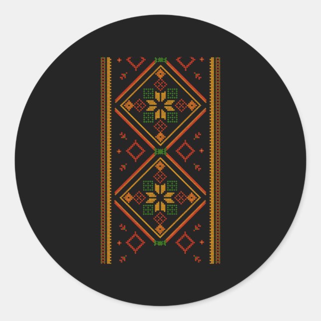 Sticker Rond Vyshyvanka Broderie ukrainienne Brodée Pro Uk (Devant)