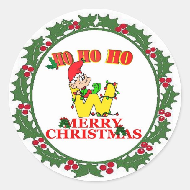STICKER ROND W - CHRISTMAS ELF MONOGRAM SEAL (Devant)