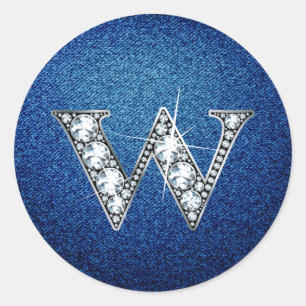 Sticker Rond W Faux-"Diamond Bling" sur Denim