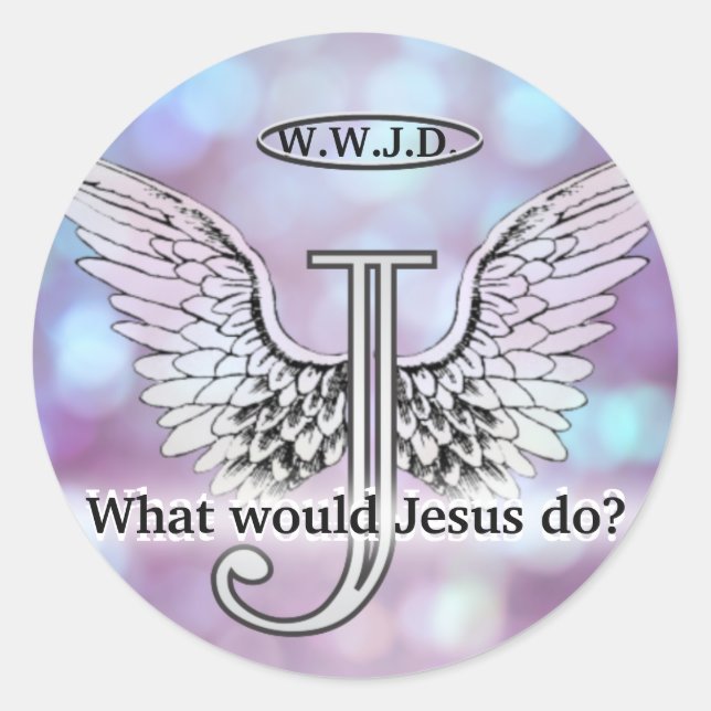 Sticker Rond W.W.J.D Que ferait Jésus ? (Devant)