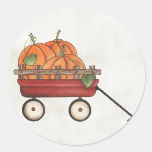 Sticker Rond Wagon plein de Citrouilles