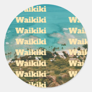 Sticker Rond Waikiki, Honolulu, Oahu, Hawaï