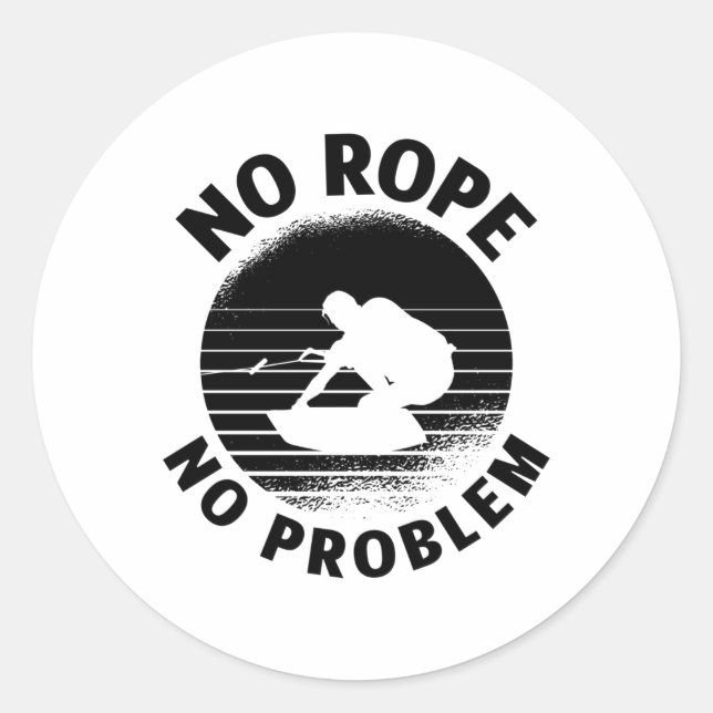 Sticker Rond Wakeboard No Rope No Problem Wake Wakeboarder (Devant)