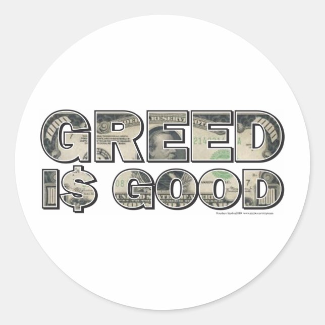 Sticker Rond Wall Street/ La cupidité est bonne (Devant)