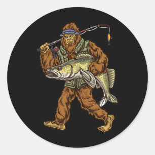 Sticker Rond Walleye Fishing Sauger Chasse Bigfoot Pêcheurs