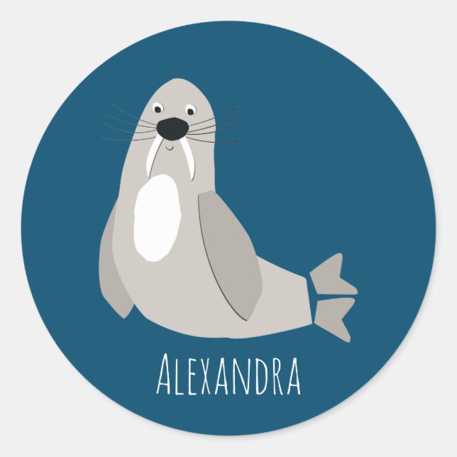 Sticker Rond Walrus personnalisé (Devant)