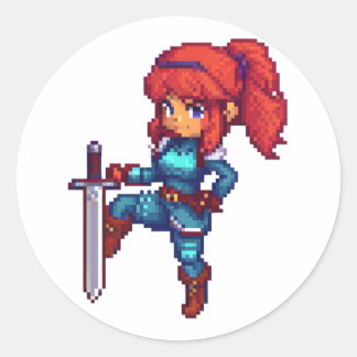 Sticker Rond Warrier RPG Woman