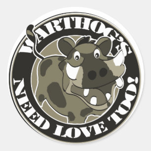 Sticker Rond Warthog Love