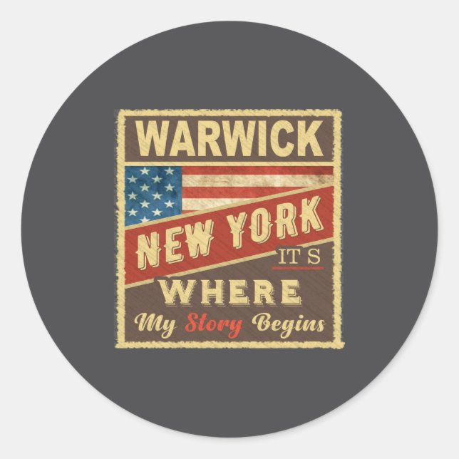 Sticker Rond Warwick Ny Its Where My Story Begins  (Devant)