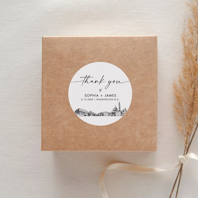 Sticker Rond Washington DC Merci Favor 3" (feuille de 6) (Créateur téléchargé)