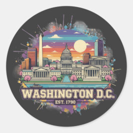 Sticker Rond Washington DC Skyline | Prix de la capitale améric