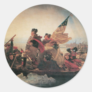 Sticker Rond Washington traversant le Delaware par Emanuel Leut