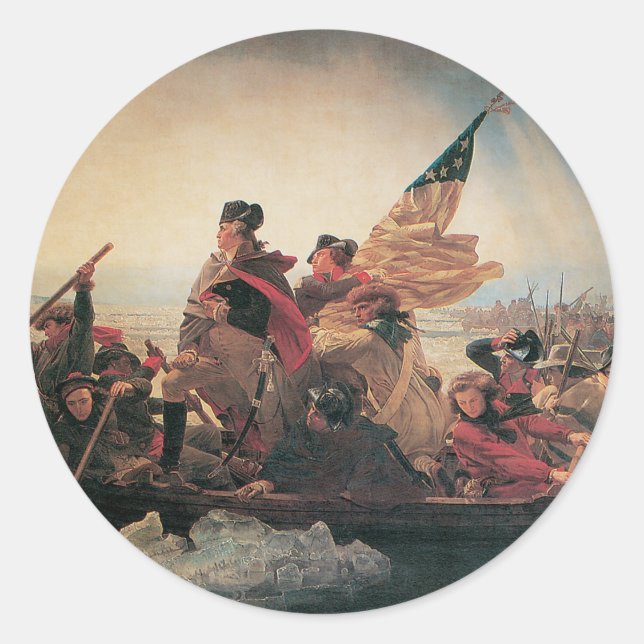 Sticker Rond Washington Traverser le Delaware par Emanuel Leutz (Devant)