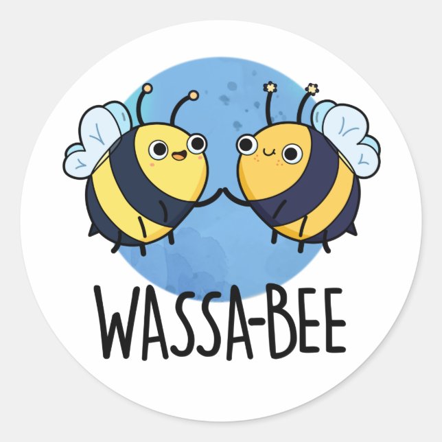 Sticker Rond Wassabee Funny Wasabi Bee Pun (Devant)