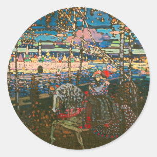 Sticker Rond Wassily Kandinsky Le Couple à Cheval Art Russe