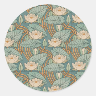 Sticker Rond Water Lys Lily Art Nouveau Nature