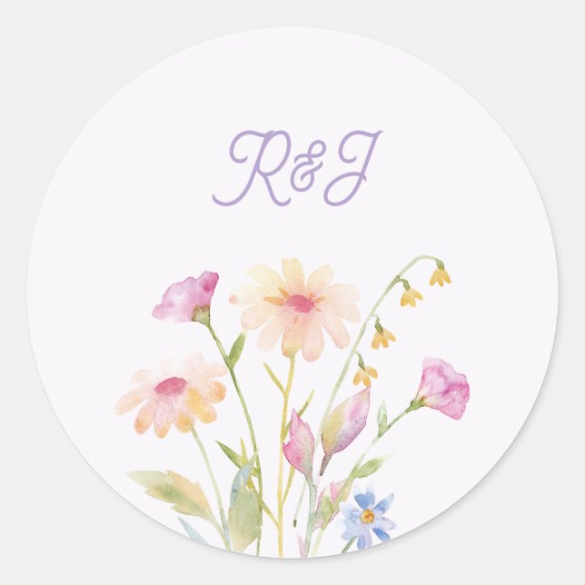 Sticker Rond watercolor flower editable  (Devant)
