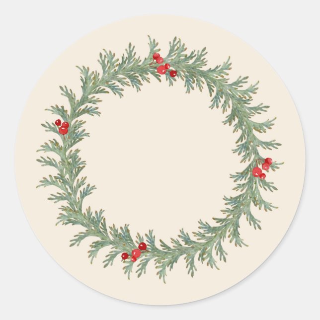 Sticker Rond Watercolor Holiday Wreath (Devant)