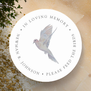 Sticker Rond Watercolor Mourning Dove Funeral Memorial